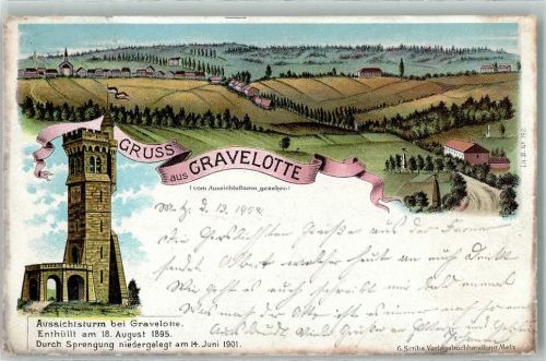 Gravelotte 1895 - 1901 Aussichtsturm enthüllt gesprengt