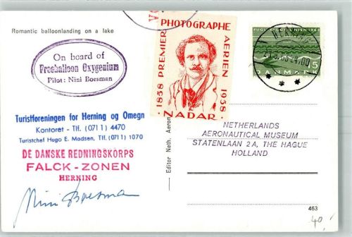 On board of Freeballon Oyygenium Pilot Boesman Stempel Herning 1963