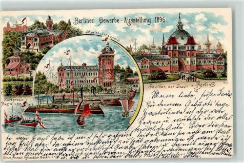 Treptow 1896 Gewerbe-Ausstellung 1896 Marine Schauspiel Gartenbau-Ausstellung Pavillon der Stadt Vorläufer