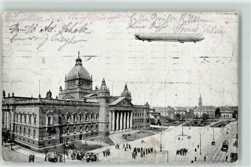 Leipzig Zeppelin über der Stadt AK