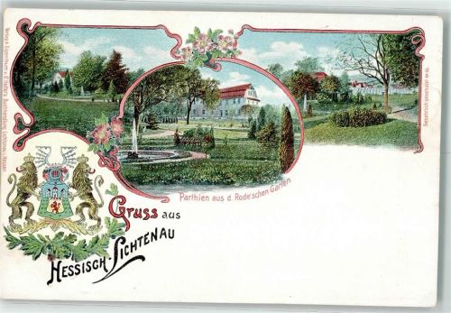 Hessisch Lichtenau Wappen Löwen Rode'scher Garten