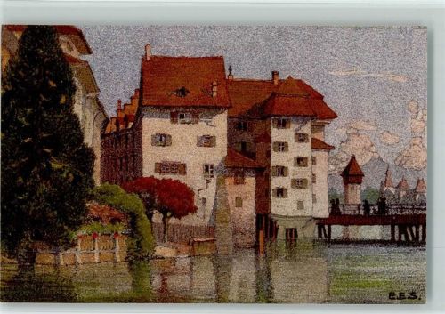 Luzern Partie an der Reuss sign. E. E. S.