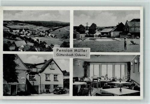 Güttersbach 1960 Pension Müller mit Innenansicht, Swimmingpool, VW Käfer