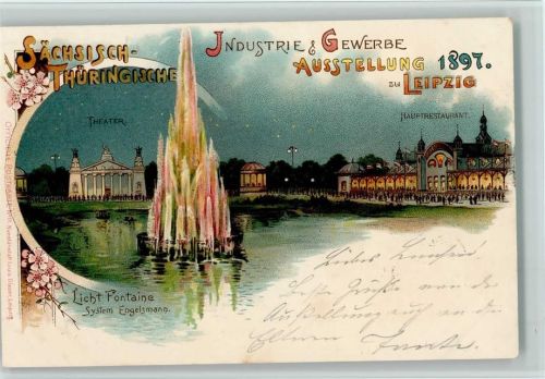 Leipzig Gruss aus - Offiz. Karte Nr. 11, Gewerbe Ausstellung 1897, gute Erhaltung AK