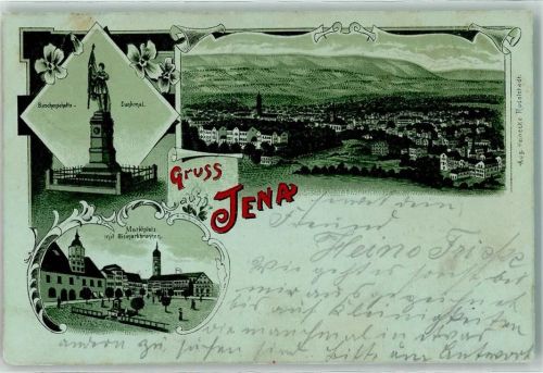 Jena 1899 Burschenschafts-Denkmal Marktplatz Bismarckbrunnen