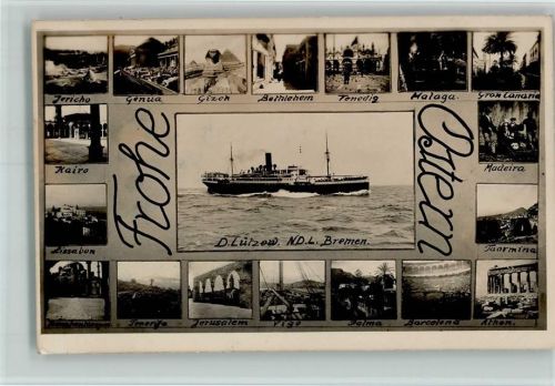 1934 Dampfer Lützow - Darum kleine Minibilder von verschiedenen Städten der Welt - Frohe Ostern