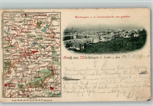 Morhange 1899 Landkarte und Teilansicht - Geograph Sternkopf Nr.42 - Verlag Scheibe