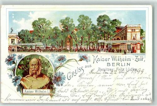 Tiergarten 1899 Büste Kaiser Wilhelm I. Gasthaus Kaiser Wilhelm-Zelt