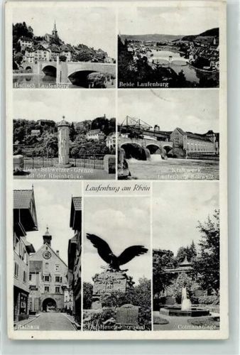 Laufenburg Rathaus Kriegerdenkmal Cotmannanlagee Deutsch Schweizer Grenze a. de. Brücke Kraftwerk