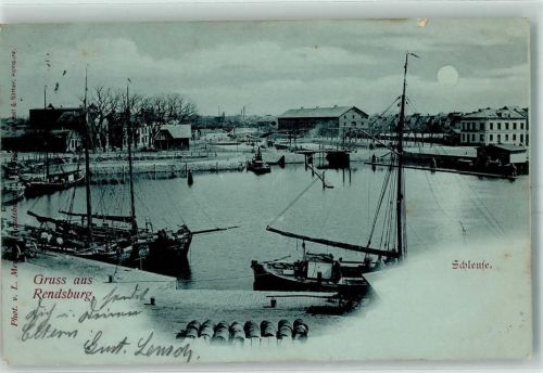 Rendsburg 1898 Schleuse Segelboote