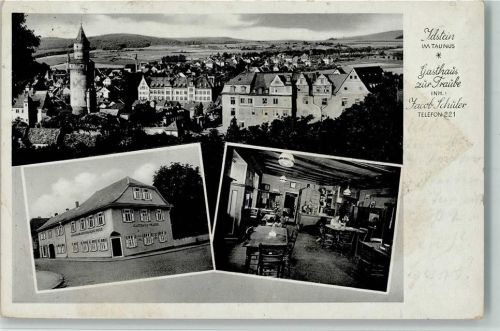 Idstein 1939 Gasthaus zur Traube mit Innenansicht AK