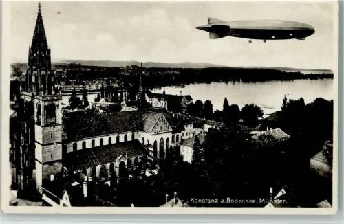 Konstanz 1935 Luftschiff über der Stadt , gute Erhaltung AK