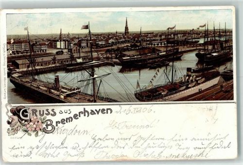 Bremerhaven 1906 Hafen Frachtschiffe