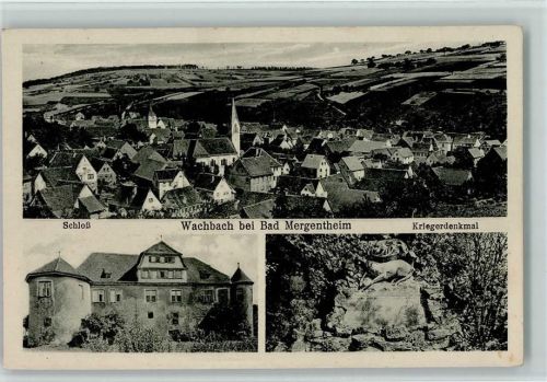 Wachbach 1930 Schloß, Kriegerdenkmal AK