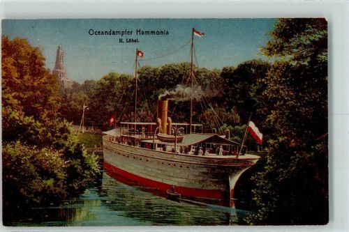 W2000 Hamburg Dampfer Hammonia 16. Dt. Bundesschiessen 1909 Schützenfest 1909 Gebrauchsspuren