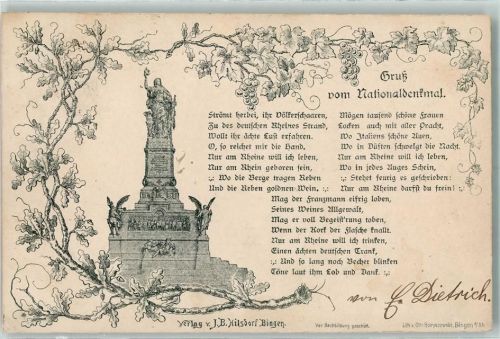Niederwald 1891 Vorläufer Druck 1890-1895 Nationaldenkmal Eichenlaub Reben