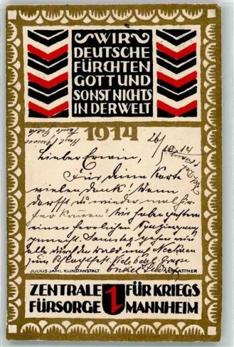 Mannheim 1914 Zentrale Kriegs Fürsorge WK I