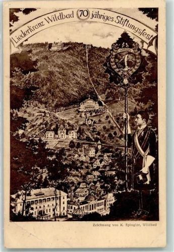 Bad Wildbad Liederkranz Wildbad 70. jähriges Stiftungsfest Zeichnung K. Spingler