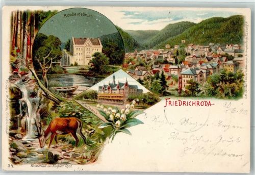 Friedrichroda 1900 Reinhardsbrunnen Wasserfall Kurhaus Hirsch