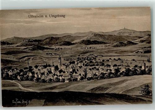 Uffenheim 1918 Vogelschau Eug. Felle Isny