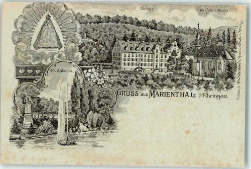 65366 W6222 Marienthal Gebrauchsspuren Kloster Wallfahrtskirche Hl. Antonius Wasserfontaine