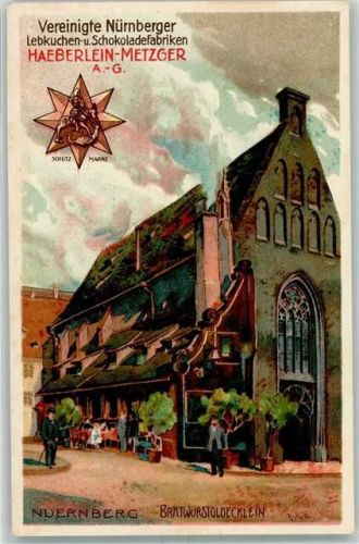 Nürnberg Lebkuchen Fabrik Haeberlein Werbung - sign. K. Mutter Bratwurstglöcklein