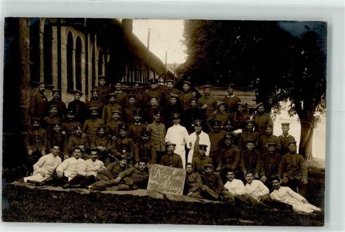 Passau 1915 Gruppenaufnahme Reserve-Lazarett Soldaten 1914-1915
