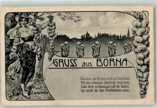 Borna 1917 Zwiebeln Händlerin Gedicht sign. Koff