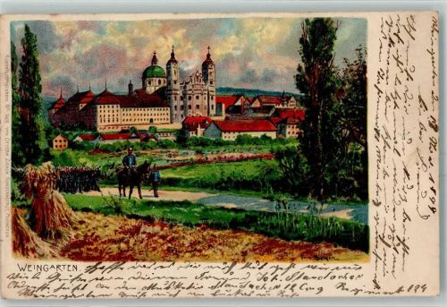 Weingarten 1899 Kloster sign. Fritz Bergen