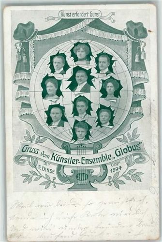 Deuben Mitglieder des Künstler-Ensemble Globus Dir. F. Dinse Ort lt. Stempel