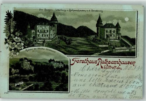 Ottrott 1899 Burgen Lützelburg Rathsamhausen vor der Zerstörung Ruinen der Ottrotter Schlösser Forsthaus Rathsamhausen