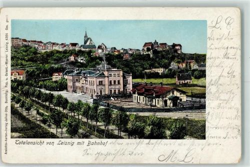 Leisnig 1901 Bahnhof Bahnpoststempel