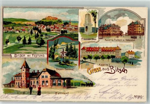 Bitche 1915 Festung Preussen Stein Kaserne Freiherr v. Falkenstein Kaserne I. Bahnhof Bayern Denkmal Feldpost WK I II. Ers. Batl. Inf. Regt.