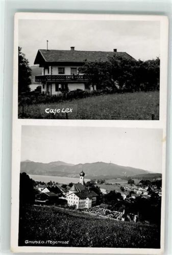 83703 W8184 Gmund a. Tegernsee Gebrauchsspuren Cafe Lex Pfarrkirche St. Ägidius Foto-AK