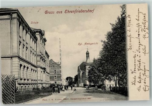 Ehrenfriedersdorf 1905 Kgl. Amtsgericht Schule Beschnitten