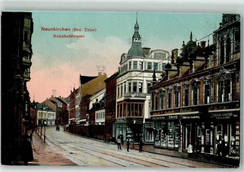 Neunkirchen 1914 Bahnhofstraße Consum-Geschäft Buch- und Kunsthandlung