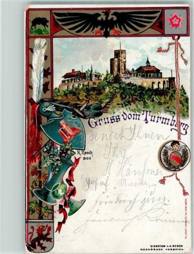 Durlach 1906 Turmberg Wappen sign. K. Resch