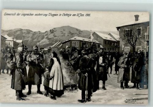 Cetinje Einmarsch der siegreichen Truppen soldaten Gewehr Uniform