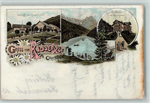Garmisch-Partenkirchen 1897 Gruss aus - Landhaus Rissersee, Gasthof, Gebr. Metz AK