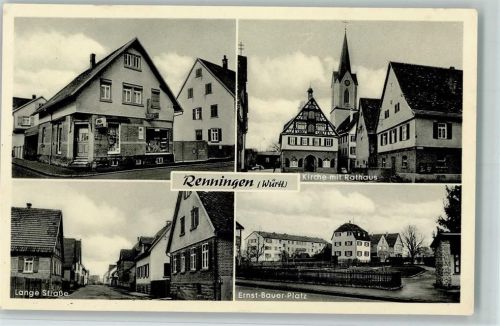 Renningen 1960 Warengeschäft Willi Haller, Straßenpartien