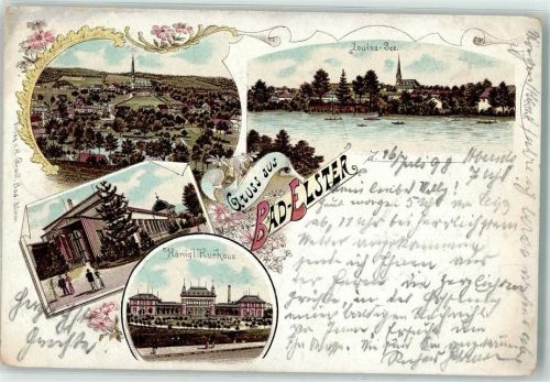 Bad Elster 1898 Kirche Louisa See Ruderboot Königliches Kurhaus Blumen