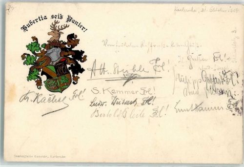 Karlsruhe 1904 Hubertia sei's Panier Ort lt. Stempel
