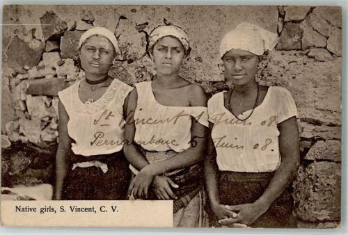 Mindelo 1908 Tracht Native gilrls Schiffspost