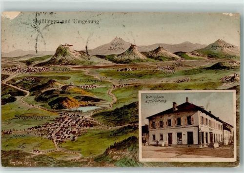 Steißlingen Vogelschau Steißlingen und Umgebung Warenhaus K. Friederang Eug. Felle-Isny
