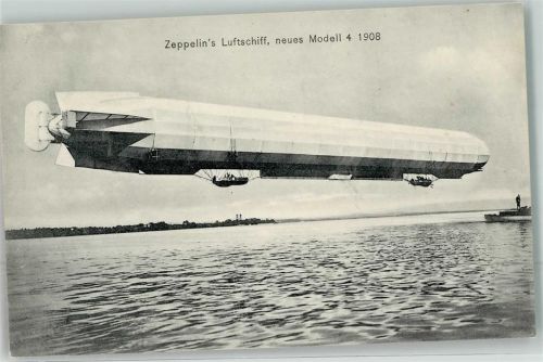 1908 Modell LZ 4 über dem Bodensee