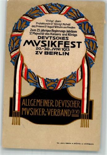 Berlin Mitte Musikfest 1913 Zum 25. jähr. Regierungs-Jubiläum des Kaisers