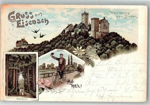 Eisenach 1899 Gruss aus All Heil Wartburg Lithographie