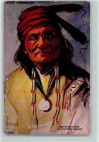 1908 Nr. 3421 Künstlerkarte sign L. Peterson - Chief Geronimo AK