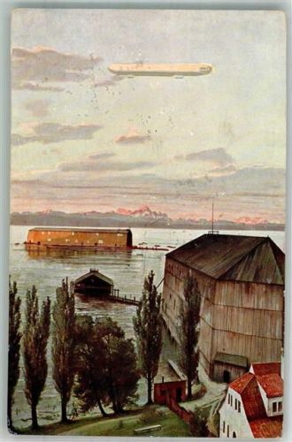 Friedrichshafen 1910 Luftschiffhalle im Bodensee