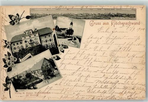 Höchenschwand 1900 Kurhaus Fabrik Kirche Alpenkette
